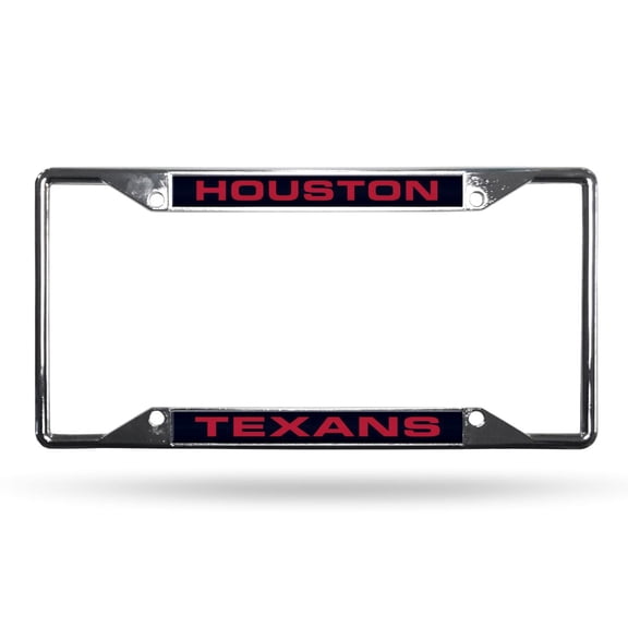 Houston Football Texans All Corner EZ View Chrome Metal Laser Cut License Plate Frame