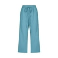 thumbnail image 3 of Blue Womens Sweatpants Women Fashion High Waisted Wide Leg Pants Drawstring Elastic Trousers Comfy Straight Leg Long Pants with Pockets Casual Pants Women, 3 of 6
