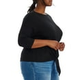 thumbnail image 3 of Karen Kane Women's Plus Tie Front 3/4 Dolman Sleeve Boatneck Blouse Top-Black / 0X, 3 of 5