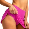 thumbnail image 4 of TOWED22 Women Swim Skirt Women's Solid&Leaf&Leopard&Print Swim Skirt High Waisted Bathing Suit Skirt Bikini Swim Shorts Women,Hot Pink, 4 of 5