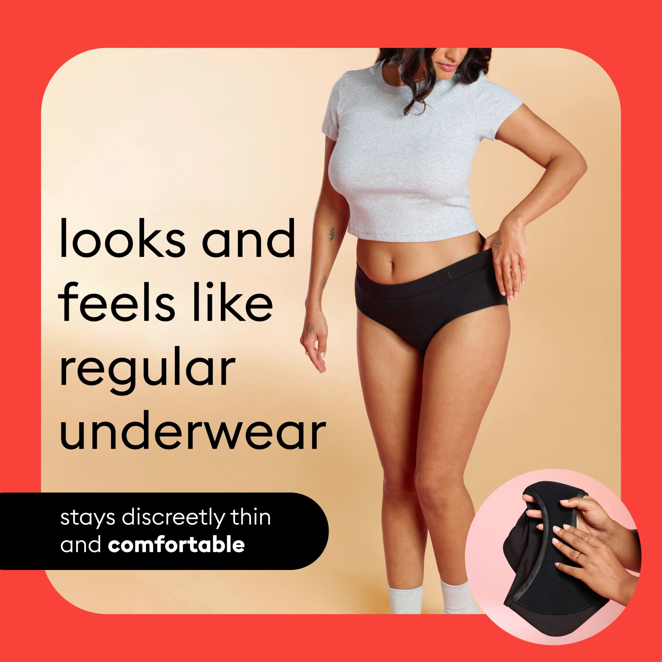 (2 pack) Thinx for All Women's Everyday Comfort Brief Leakproof Period Underwear, S-XL, Black