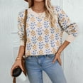 thumbnail image 2 of Aocisk Chandail à Manches Longues pour Femmes, Col Rond, Imprimé Automne, Mignon, Tricoté, Décontracté, Confortable, Haut d'Hiver Beige m, 2 of 5
