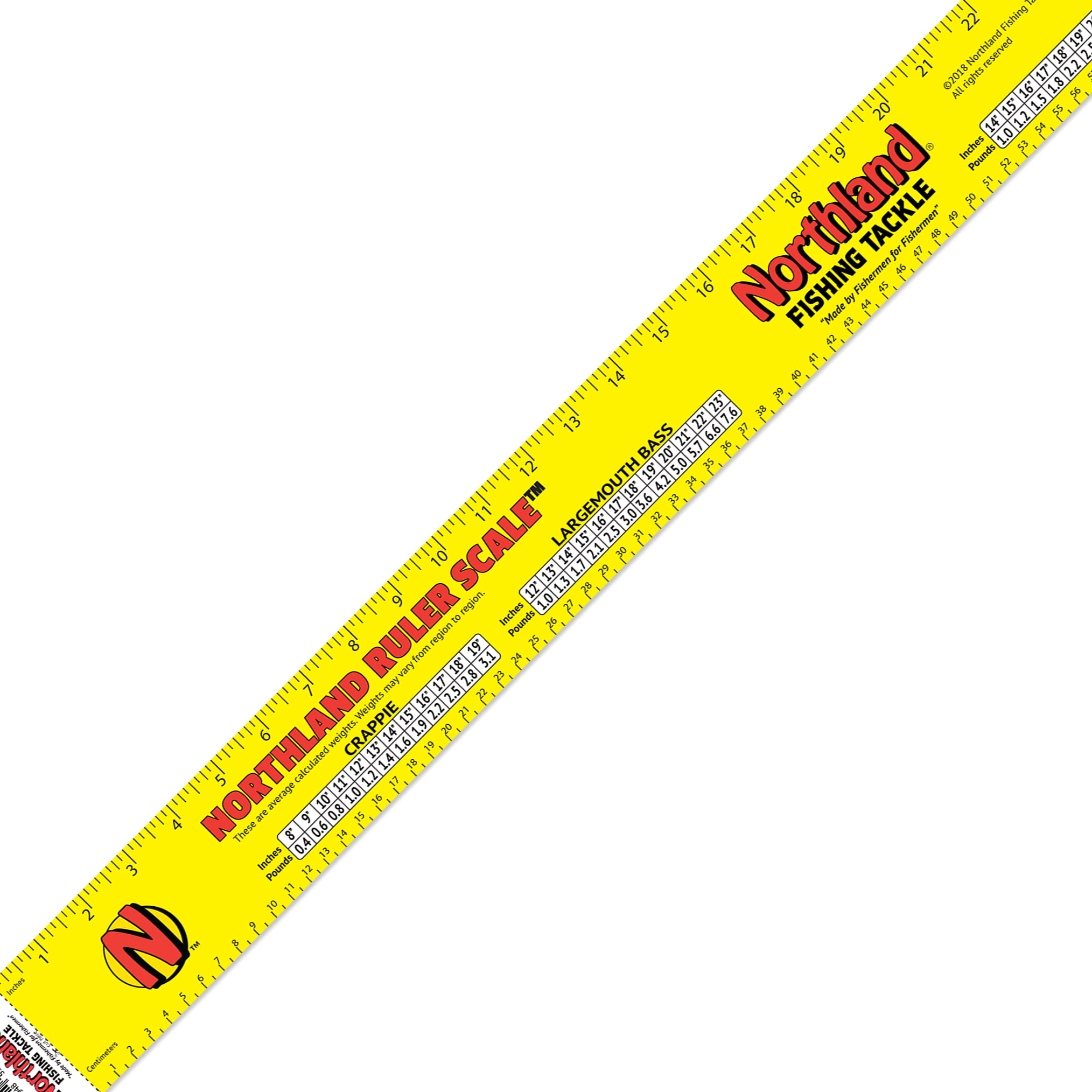Northland Tackle Ruler Scale Sticker, Freshwater, Yellow, Measuring Device  