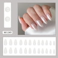 thumbnail image 3 of Uñas Postizas Blancas Perladas NQ, Almendradas, Largas, Brillantes, 24 Piezas, 3 of 5