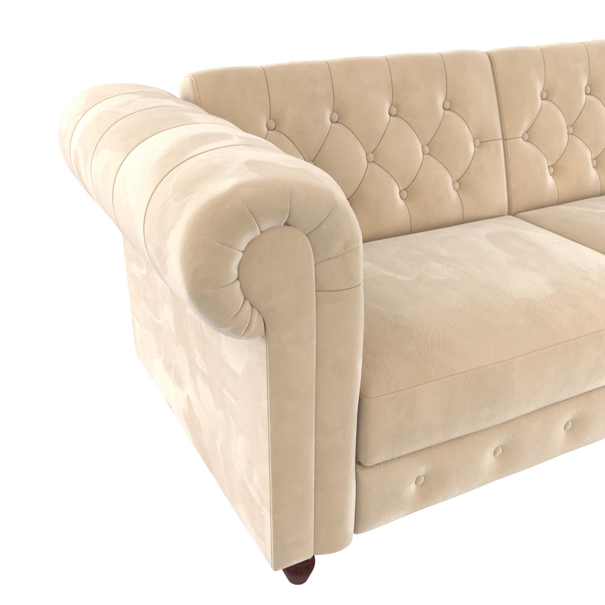 DHP Felix Chesterfield Coil Sofa Futon, Ivory Velvet