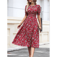 thumbnail image 6 of Women'S Chiffon Floral Dresses Casual Summer Boho Flutter Sleeve Flowy Western Dress Red L, 6 of 7