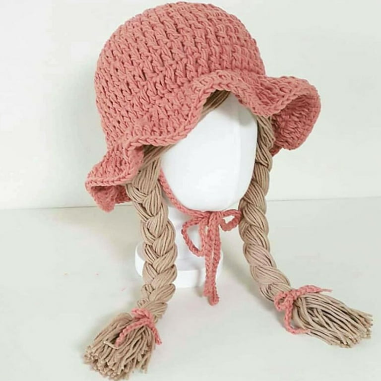 Cute Infant Baby Girls Spring Hat Crochet Knitted Wig Hat Knitted