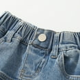 thumbnail image 6 of GYRATEDREAM Toddler Baby Girl's Denim Skirts Kids Elastic High Waist A Line Mini Flared Pleated Jean Skorts with Shorts Underneath Blue for 1-9Y, 6 of 8