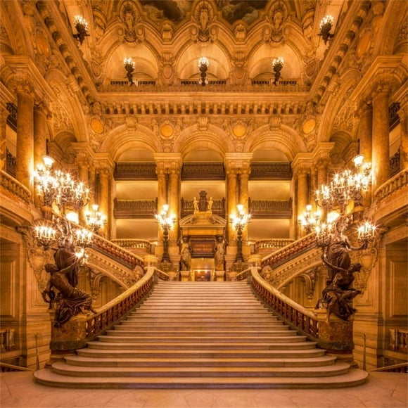Yeele 8x8ft Paris Opera Theatre Toile de Fond pour la Photographie Français Palais Garnier Escalier Salle d'Or Fond de Concert
