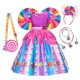 thumbnail image 3 of Disfraz de arcoíris con estampado de piruleta para niños, vestidos de princesa con diadema, ropa de fiesta de cumpleaños y Navidad, 2-10 años, 3 of 5