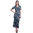 thumbnail image 4 of Moomaya Long Bodycon Maxi Dress For Womens Short&nbsp;Sleeve V neck Printed Jersey T-shirt Dress, 4 of 6
