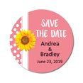 thumbnail image 1 of Darling Souvenir Round 45 Pcs Sunflower Save The Date Stickers Wedding Personalized Bride Groom Names And Date Envelope Seals - Peach, 1 of 4
