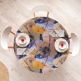 thumbnail image 4 of Ambesonne Abstract Fitted Round Tablecloth, Colorful Design Brush Art, 56"- 60" Diameter, Dark Lavender and Marigold, 4 of 5