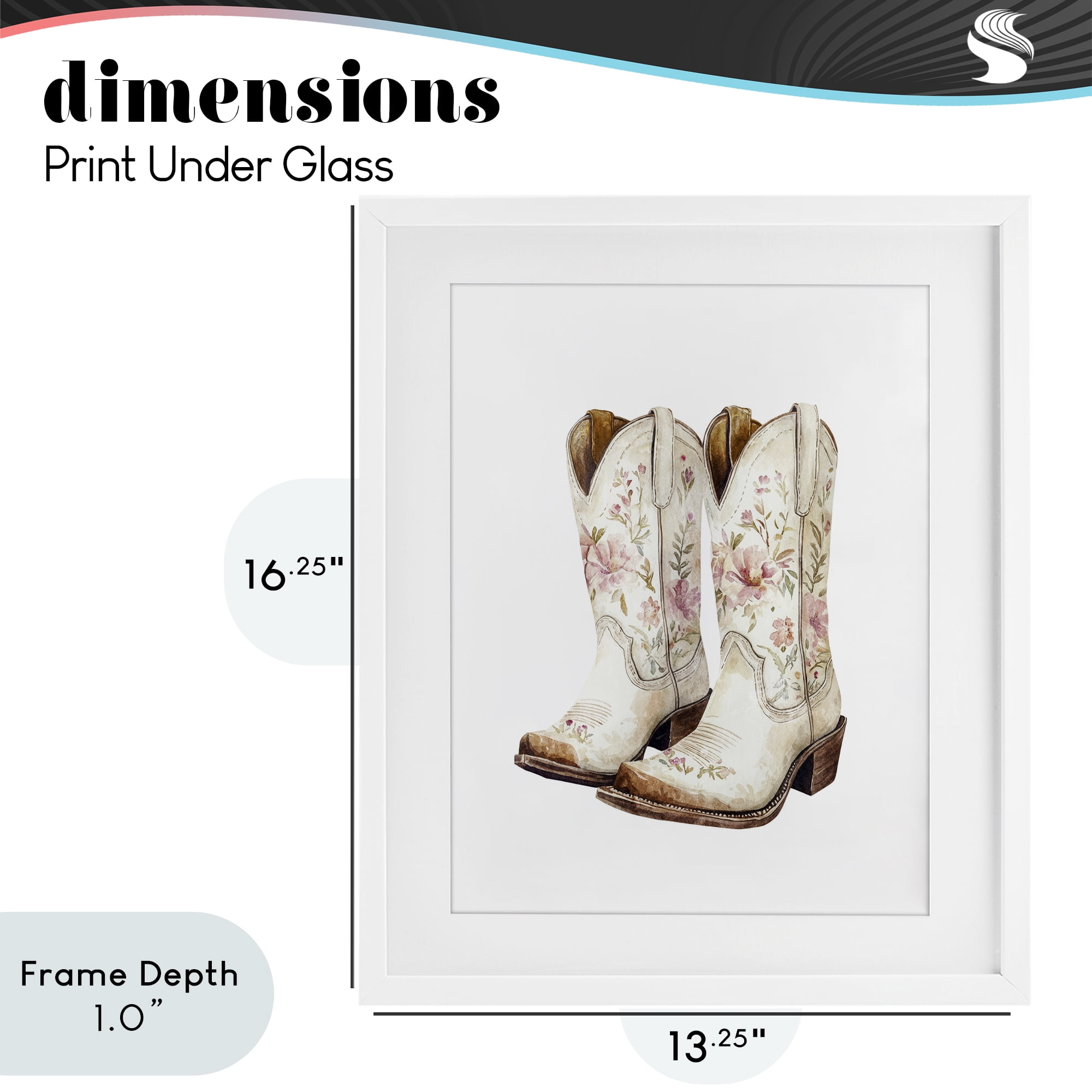 Stupell Industries Boots in Bloom White Framed Print Under Glass, design by Svetlana Aleynikova