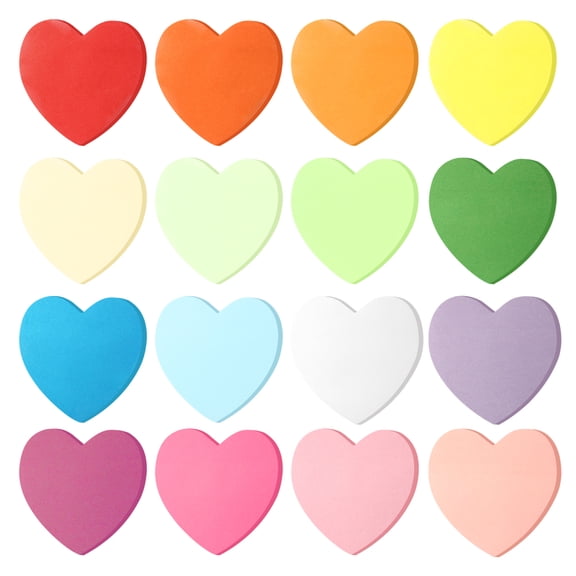 800 Sheets Heart Shaped Sticky Notes, 16 Colors Self-Adhesive Memo Pads, 2.76" x 2.76" Cute Heart Notepads for Home Office Supplies