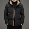 thumbnail image 3 of Chaqueta corta de invierno para hombre con capucha y relleno de plumón de pato de lujo extraíble, chaqueta acolchada de marca de invierno para hombre, abrigo para el frío, 3 of 5