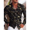 thumbnail image 1 of Camisas de manga larga de otoño para hombre con estampado de rayos Camisa de manga larga Tops casuales para hombre Ropa de calle de un solo pecho para hombre, 1 of 6
