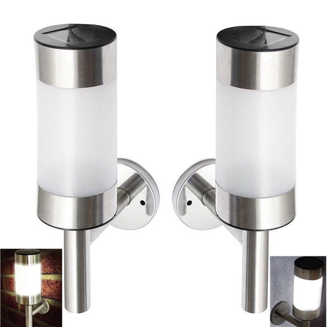 Cateissary 2/4xAcero inoxidable Lámpara de valla de luz de pared LED de luz solar de acero inoxidable Jardín al aire libre Iluminación y accesorios 4 piezas Cateissary HA0505-02B