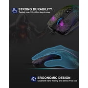 G706 Wired Gaming Mouse, Adjustable 12800 DPI, Lightweight, 7 Programmable Buttons, Software Supports, RGB Backlit Computer Mouse for Laptop PC Mac Windows, Black Topographic