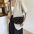 thumbnail image 4 of HUISZJ Faux Suede Rivet Shoulder Bag, Women Underarm Bag with Zipper, Studded Crossbody Bag for School Work Shopping Travel (Black), 4 of 10