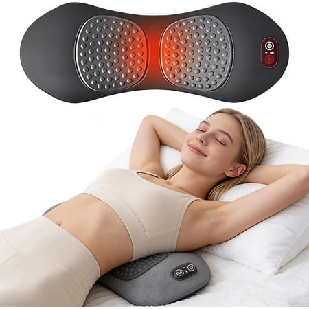 3 in 1 Back Massager with Heat and Vibration, Ergonomic Pillow for Neck Shoulder Lower Back Pain Relief, Adjustable Modes for Home Office Car Travel Use