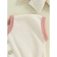 thumbnail image 6 of Bagilaanoe Newborn Baby Girl Summer Rompers Short Sleeve Bodysuits + Headband 3M 6M 12M 18M Infant Waffle One Piece Jumpsuit, 6 of 9