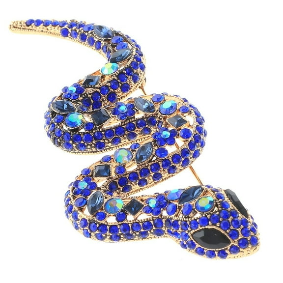 Large Crystal Snake Brooch