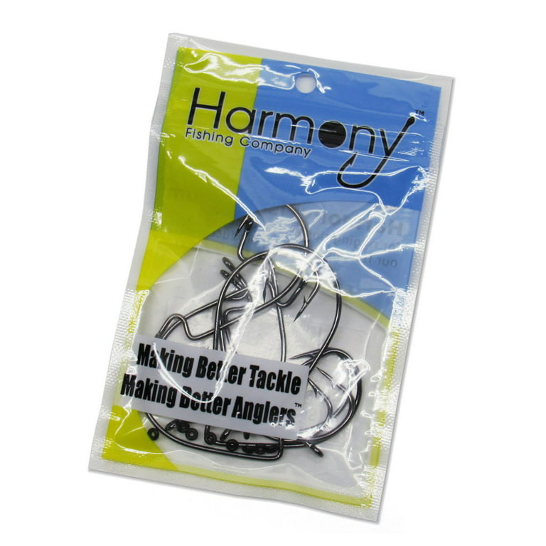Harmony Fishing Company Razor Series (10 Pack) EWG Offset Worm Hooks with Bait Pegs [Select Size]