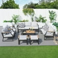 thumbnail image 3 of Direct Wicker 7-Piece Outdoor Aluminum Furniture Set Patio Sectional Sofa Conversation Set, Black, 3 of 10