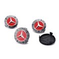 thumbnail image 1 of Juego de 4 insignias centrales de rueda Mercedes Benz, tapacubos cromados, vendedor estadounidense, 75 mm (rojo), 1 of 5