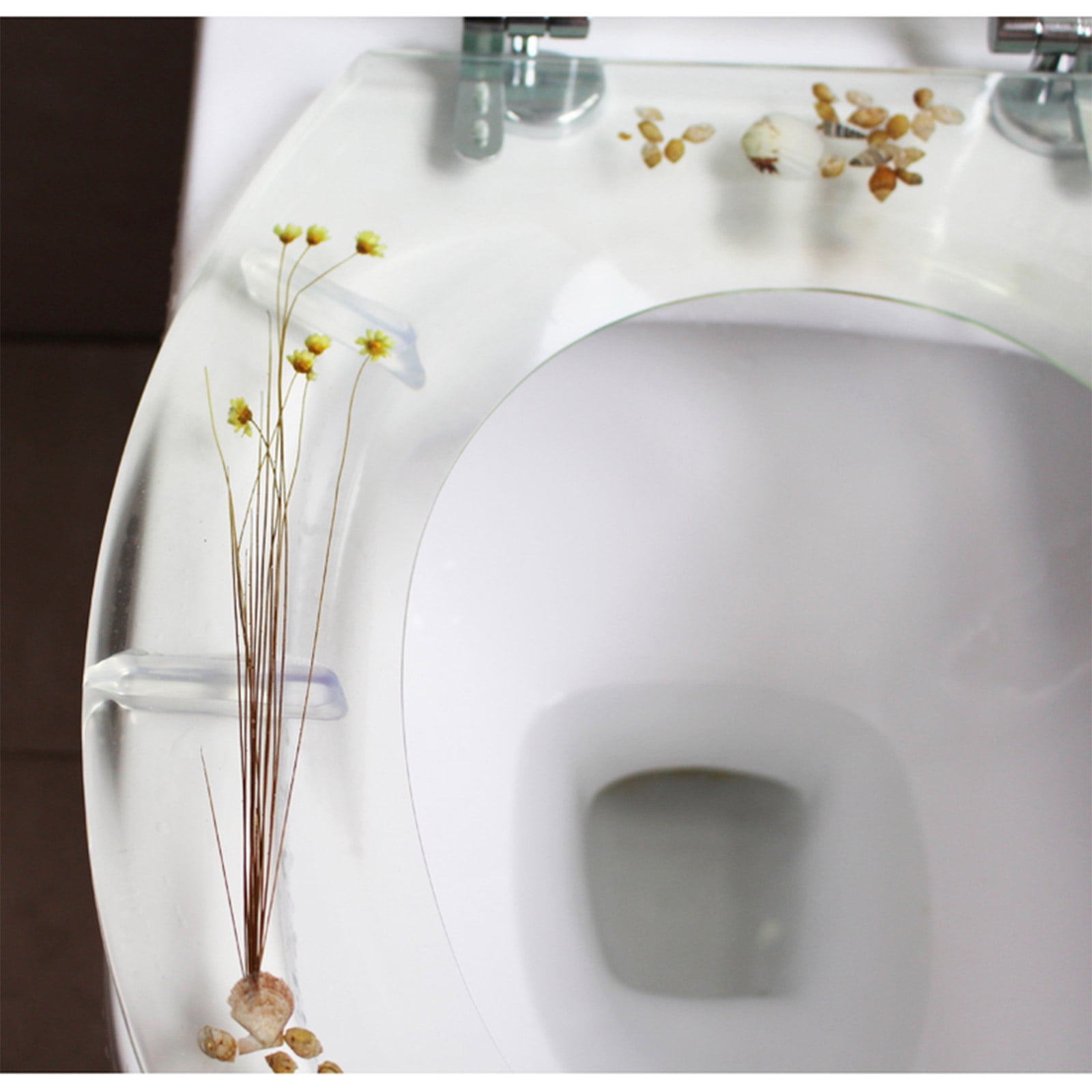 Transparent Safety Resin Toilet Seat Sea Shell Aquarium Style Bathroom Decor