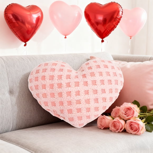 Fasiaou Heart Pillow Decorative Throw Pillows 16-inch Cute Soft Fluffy Heart Shaped Pillows for Bed Couch Sofa Bedroom Living Room Decor Aesthetic,,L