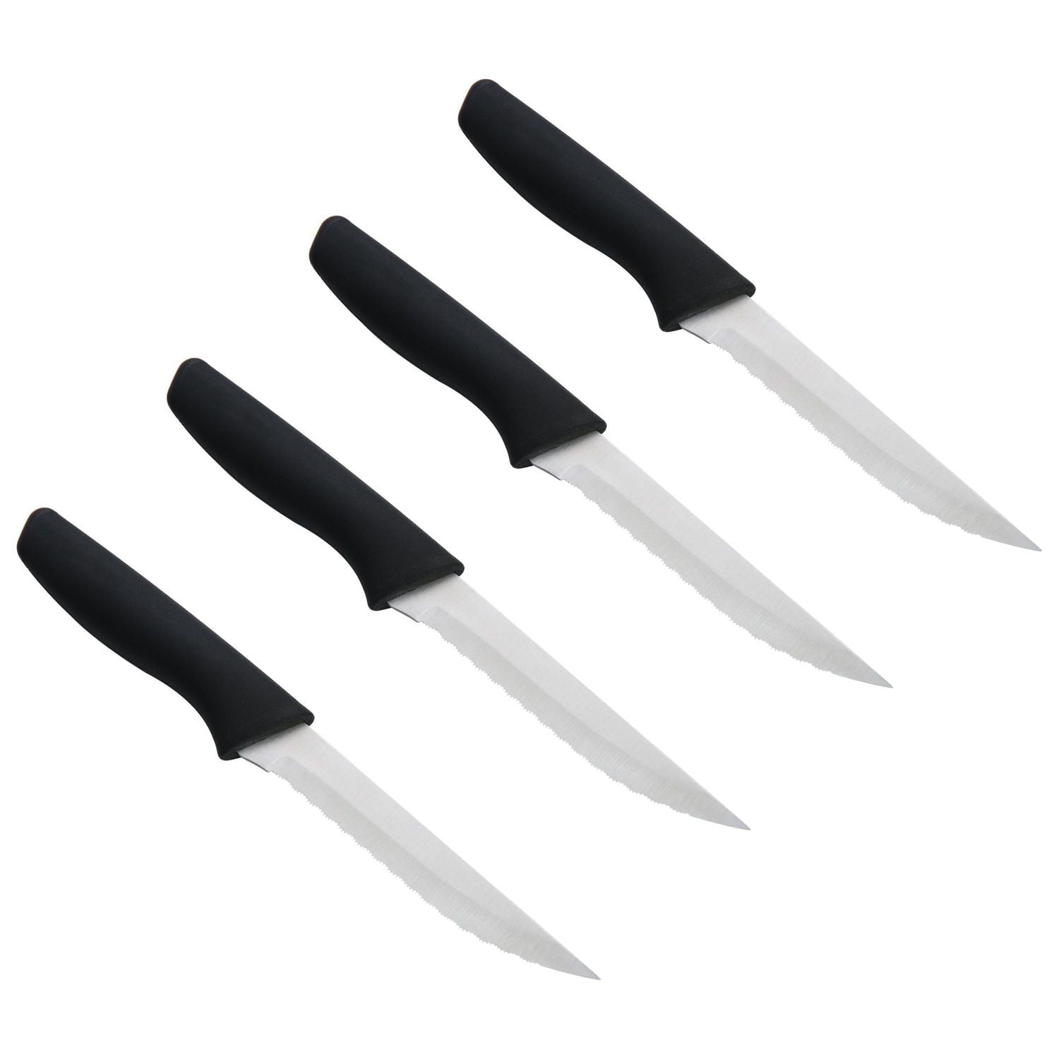 Ensemble de 4 couteaux à steak en acier inoxydable Mainstays Noir Couteaux à steak Mainstays