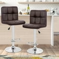 thumbnail image 2 of Raye Faux Leather and Metal Bar Stools - Set of 2, Brown, 2 of 16
