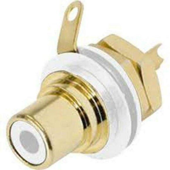 Neutrik Rean NYS367-9 Gold Plated RCA Jack Phono Chassis Socket, White