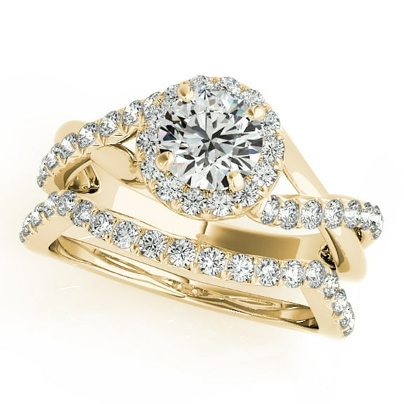 Aonejewelry 0.70 Carat Diamond Engagement Bridal Ring Set 14K Solid Yellow Gold
