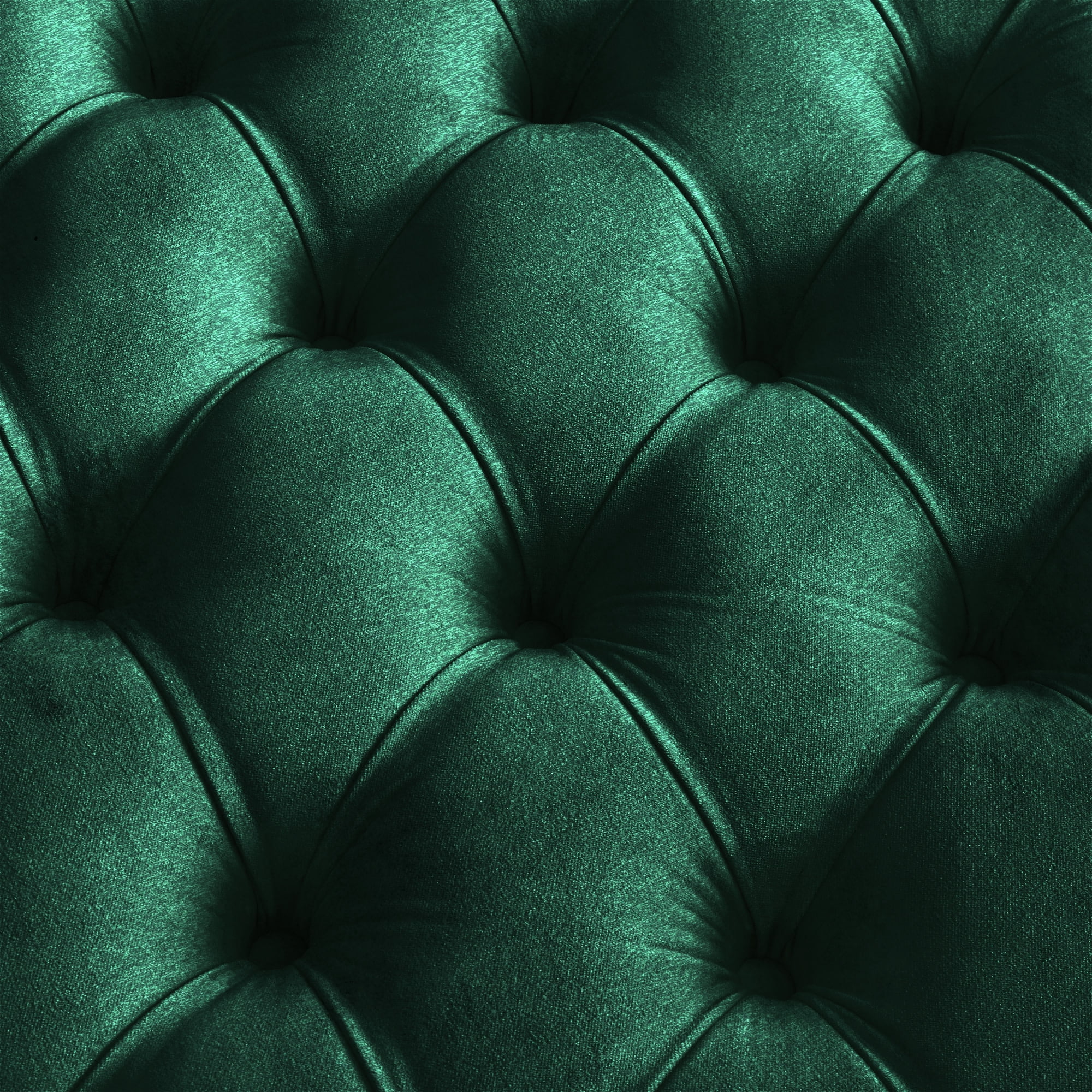 Weston Home Oddie Gold Finish Velvet Button Tufted Round Ottoman, Dark Green