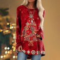 thumbnail image 3 of Long Sleeve Shirts for Women Dressy Casual Crew Neck Hem Flowy Tops Color Block Geometry Printed Oversized Loose Tunic Shirts Graphic Tees for Spring Fall #B06-Orange S, 3 of 5
