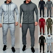 Hot Men Tracksuit Set Hoodie Tops Pants Sweatpants Joggers Jogging Casual Sportswear