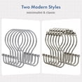 thumbnail image 6 of Bathway Shower Curtain Hooks Chrome Shower Curtain Rings with Cylindrical Design, 12Pcs Metal Shower Curtain Hooks Rust Proof, Smooth Glide Double Shower Hooks Rings for Shower Curtain, 6 of 7