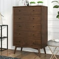 thumbnail image 4 of Francesca Modern Bedroom 5 drawers Tall Dressers in Solid Wood Walnut Brown, 4 of 7