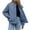 Blue, variant on cocolona Quilted Jackets for Women Long Sleeve Zip Up Stand-up Collar Jacket Fall Winter Warm Casual Coats with Pocket