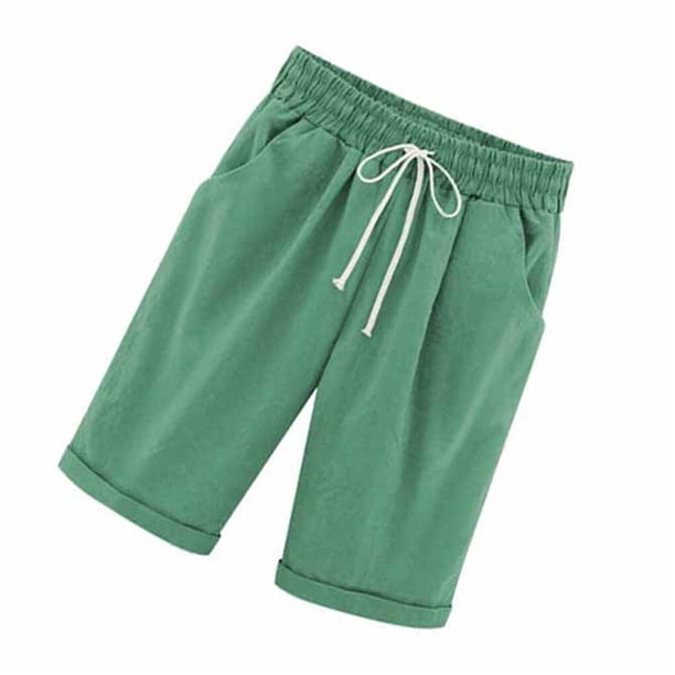 Guardurnaity Mujeres Hombres Unisex Cintura elástica Bolsillos Pantalones de entrenamiento Pantalones cortos Prendas para la parte inferior del cuerpo Verde XL