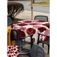 thumbnail image 5 of Outdoor Tablecloths with Umbrella Hole & Zipper, Red Geometric Moroccan 54x54 Inch Square Tablecloths, Abstract Art Red Ombre Modern Waterproof Table Cloth, Patio/Pool/Picnic Table Covers, 5 of 8