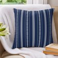 thumbnail image 3 of Pillow Covers 26x26 Set of 2, Boho Navy Blue Throw Pillow Covers Decorative Couch Cushion Cover, Minimalist Farmhouse Striped Microfiber Soft Square Pillowcases for Bedroom Living Room Sofa, 3 of 9