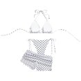 thumbnail image 4 of Leey-World 2 Piece Y2k Polka Dot Halter Bikini with Shorts 2000s Bathing Suit Set Summer Vacation Cute Beach Tankini Swimsuit(White,M), 4 of 9