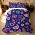 thumbnail image 2 of Erosebridal Vintage Paisley Quilt Full, Cute Blossom Full Bedspread Sets, Reversible, Navy Multicolor, 3-Piece (1 Coverlet and 2 Pillowcases), 2 of 7