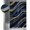 thumbnail image 2 of Shower Curtain, Dark Blue Marble Gold Stripe Waterproof Shower Curtain Set with Hooks for Bathroom Showers,Stalls and Bathtubs,72x72In Modern Abstract Geometric, 2 of 9