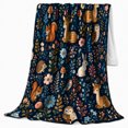 thumbnail image 2 of Enchanting Woodland Creatures Fern Scene Earthy Tones Storybook, Cozy Bird Art Scene, Warm Flannel Blanket for Living Room and Reading Nook, Bird Lovers Friendship Gift, Artistic Home Decor, 2 of 9