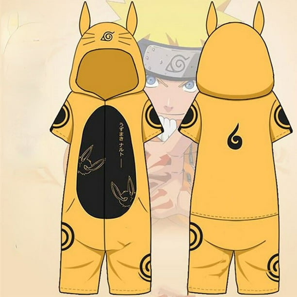 Pijamas de una pieza de Naruto Akatsuki para hombre y mujer, monos de Anime, disfraces de Cosplay, ropa de dormir de manga corta para el hogar Fivean Figuras de anime